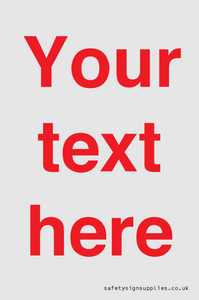 Custom blank information sign. Red text, plain background